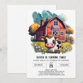 Invitation Anniversaire de enfant de Little Cow Wonderland (Devant / Derrière)