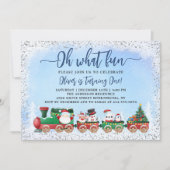 Invitation Anniversaire de enfant de Noël Silver Blue Santa C (Devant)