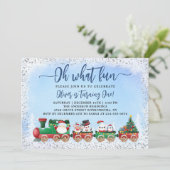 Invitation Anniversaire de enfant de Noël Silver Blue Santa C (Debout devant)