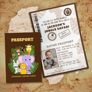 Invitation Anniversaire de enfant de passeport Jungle Safari
