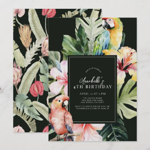 Invitation Anniversaire de enfant de perroquet tropical et bo