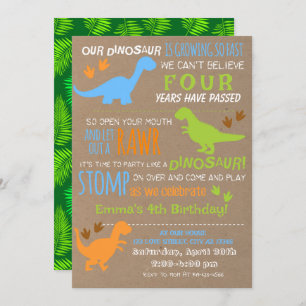 Invitation Anniversaire de enfant de petit dinosau