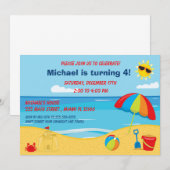 Invitation Anniversaire de enfant de plage (Devant / Derrière)