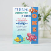 Invitation Anniversaire de enfant de poissons trop (Debout devant)