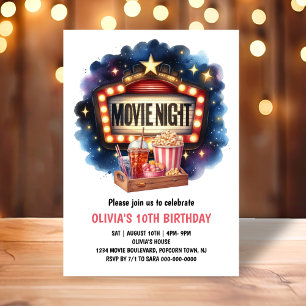 Invitation Anniversaire de enfant de pop-corn de la nuit du f