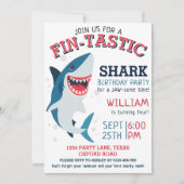Invitation Anniversaire de enfant de requin souriant fin (Devant)