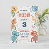 Invitation Anniversaire de enfant de robots coloré (Debout devant)