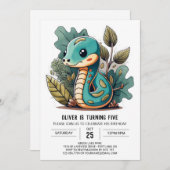 Invitation Anniversaire de enfant de serpent mou (Devant / Derrière)