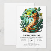 Invitation Anniversaire de enfant de serpent mou (Devant / Derrière)