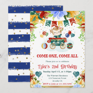 Invitation Anniversaire de enfant de singe aux fleurs d'aquar