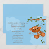 Invitation Anniversaire de enfant de singe sucré (Devant / Derrière)