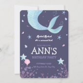 Invitation Anniversaire de enfant de sirène d'aquarelle rose  (Devant)