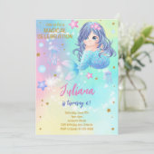 Invitation Anniversaire de enfant de sirène magiqu (Debout devant)