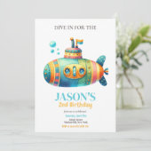 Invitation Anniversaire de enfant de sous-marin (Debout devant)