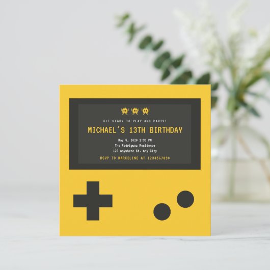 Invitation Anniversaire de enfant de style de console de jeu (Debout devant)