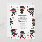 Invitation Anniversaire de enfant de style Ninja (Devant)
