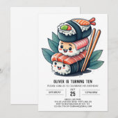 Invitation Anniversaire de enfant de sushi personnalisé (Devant / Derrière)
