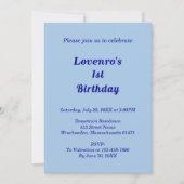 Invitation Anniversaire de enfant de textos bleu clair monoch (Devant)