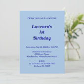 Invitation Anniversaire de enfant de textos bleu clair monoch (Debout devant)