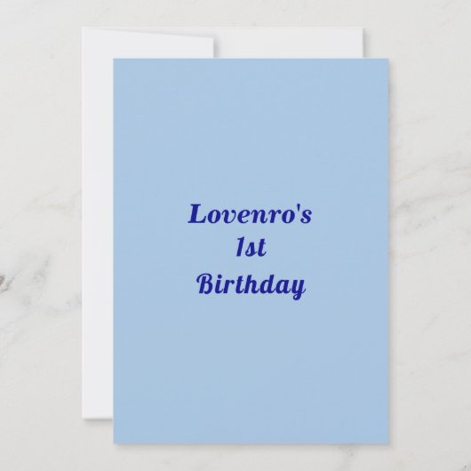 Invitation Anniversaire de enfant de textos bleu clair monoch (Dos)