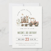 Invitation Anniversaire de enfant de tracteur pour animaux de (Devant)