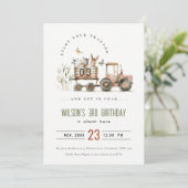 Invitation Anniversaire de enfant de tracteur pour animaux de (Debout devant)