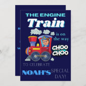 Invitation Anniversaire de enfant de train modifiable numériq (Devant / Derrière)