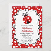 Invitation Anniversaire de enfant de trame de Pois blancs rou (Devant)
