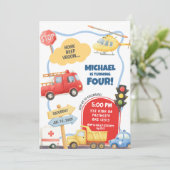 Invitation Anniversaire de enfant de transport (Debout devant)