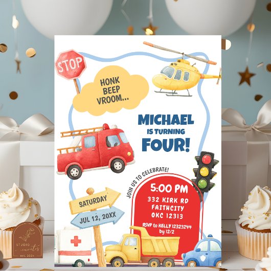 Invitation Anniversaire de enfant de transport