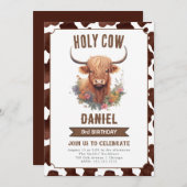 Invitation Anniversaire de enfant de vache Highlan (Devant / Derrière)