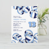Invitation anniversaire de enfant de volley-ball bleu blanc (Debout devant)
