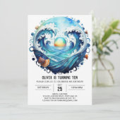 Invitation Anniversaire de enfant d'eau bleu enchanté (Debout devant)