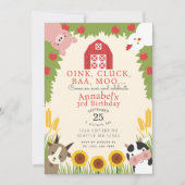 Invitation Anniversaire de enfant des animaux de ferme mignon (Devant)