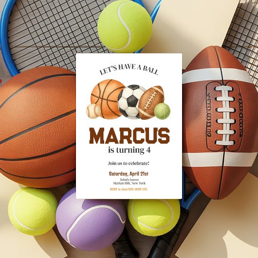 Invitation Anniversaire de enfant des boules de sport