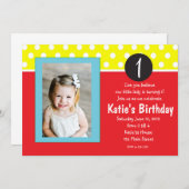 Invitation anniversaire de enfant des points rouge (Devant / Derrière)