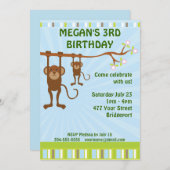 Invitation Anniversaire de enfant des singes (Devant / Derrière)