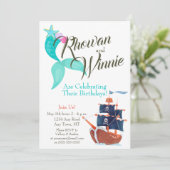 Invitation Anniversaire de enfant des sirènes et d (Debout devant)