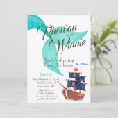 Invitation Anniversaire de enfant des sirènes et d (Debout devant)