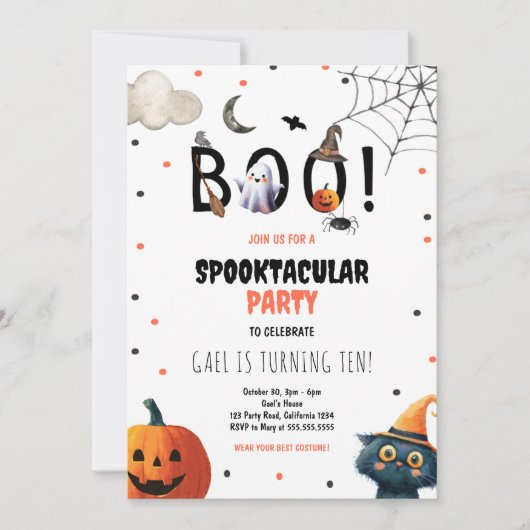 Invitation Anniversaire de enfant d'Halloween Spooktacular Bo (Devant)