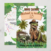 Invitation Anniversaire de enfant : Dino Safari, c (Devant / Derrière)