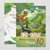 Invitation Anniversaire de enfant : Dino Safari, c (Devant / Derrière)