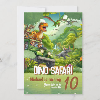 Invitation Anniversaire de enfant : Dino Safari, c