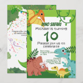 Invitation Anniversaire de enfant : Dino Safari, c (Devant / Derrière)