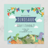 Invitation Anniversaire de enfant Dinosaur (Devant / Derrière)