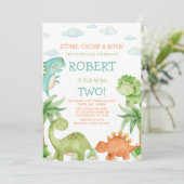 Invitation anniversaire de enfant Dinosaur (Debout devant)