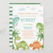 Invitation anniversaire de enfant Dinosaur (Devant / Derrière)