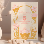 Invitation Anniversaire de enfant d'or rose rétro