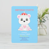 Invitation Anniversaire de enfant d'ours polaire (Debout devant)