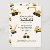 Invitation Anniversaire de enfant du camion de construction I (Devant / Derrière)